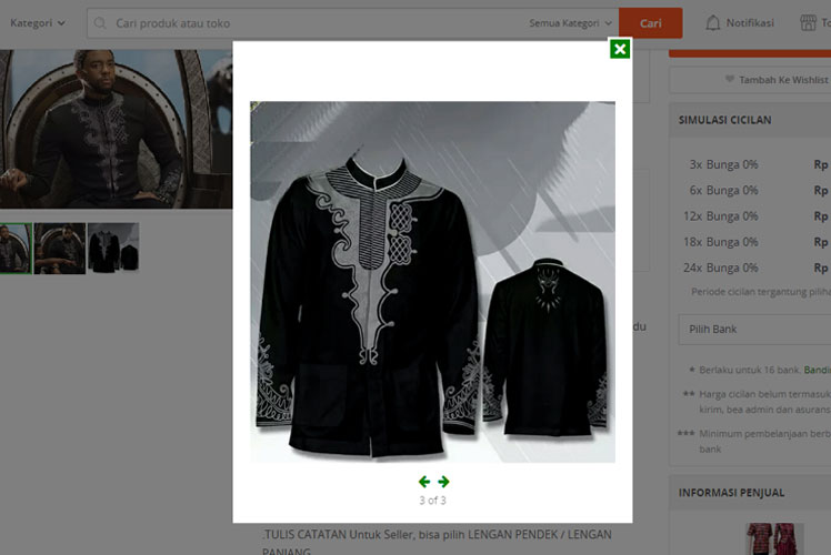 Baru Dirilis Baju Koko Black Panther Sudah Banyak Dijual 